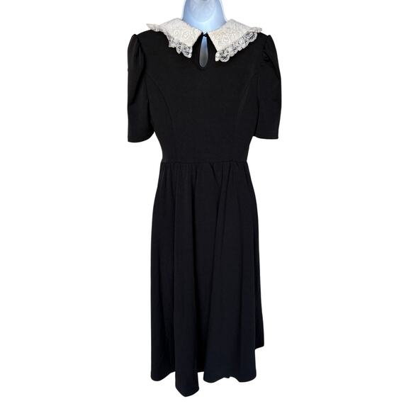 Scarlet Darkness Gothic Wednesday Addams Style Dress with Lace Collar size S - Picture 6 of 12